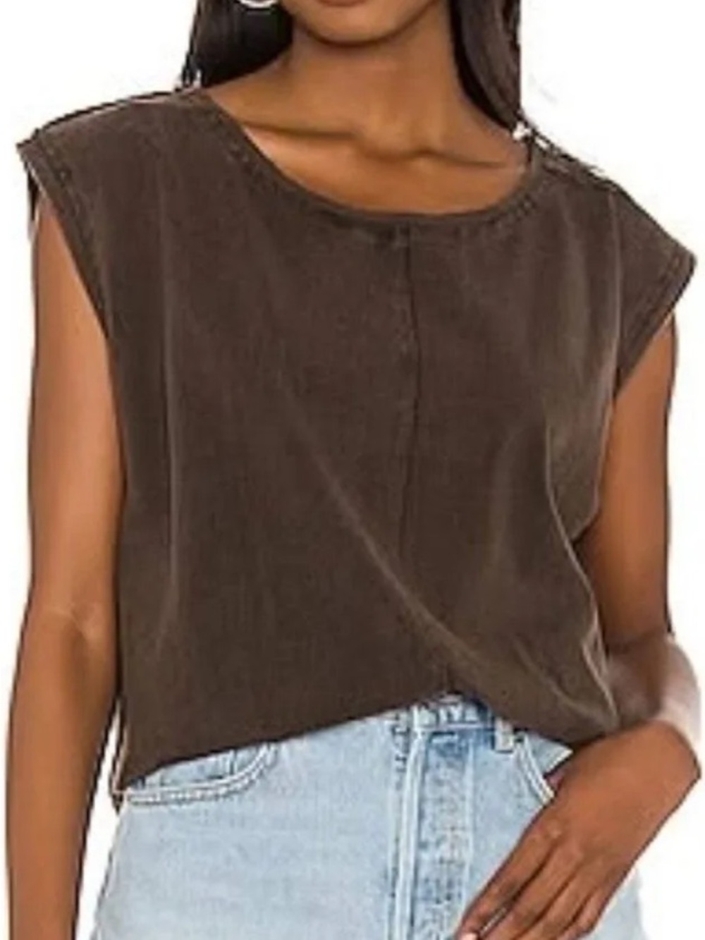 Free People Brown Sleeveless Muscle Tee
